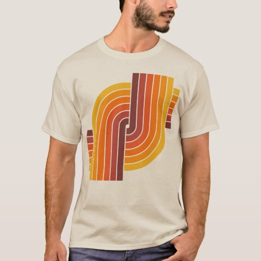 70s Retro  Stijl Geometrische Patroon T-shirt (Voorkant)