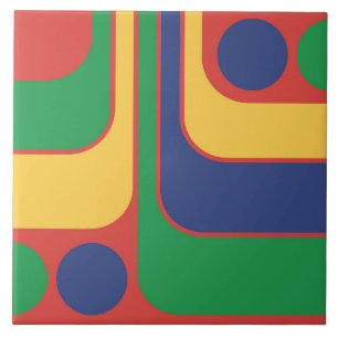 70s Retro Stijl Geometrische Patroon Tegeltje