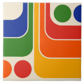70s Retro  Stijl Geometrische Patroon Tegeltje (Voorkant)