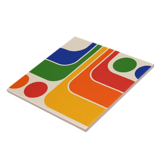 70s Retro  Stijl Geometrische Patroon Tegeltje (Zijkant)