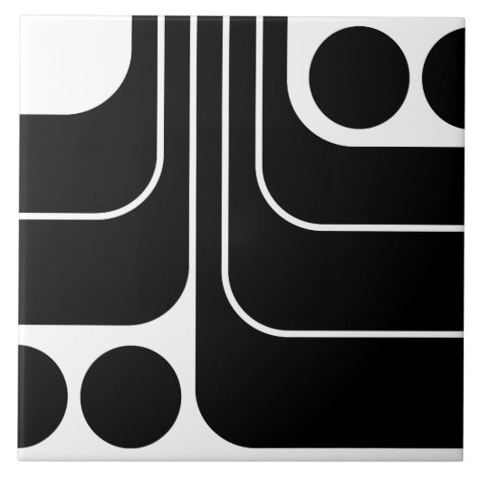 70s Retro  Stijl Geometrische Patroon Tegeltje (Voorkant)