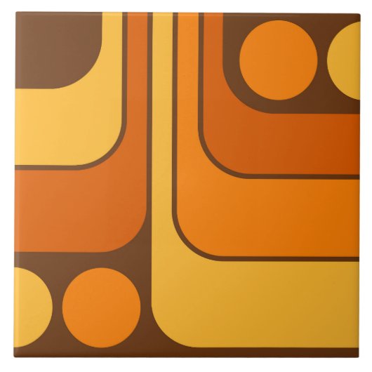70s Retro Stijl Geometrische Patroon Tegeltje (Voorkant)