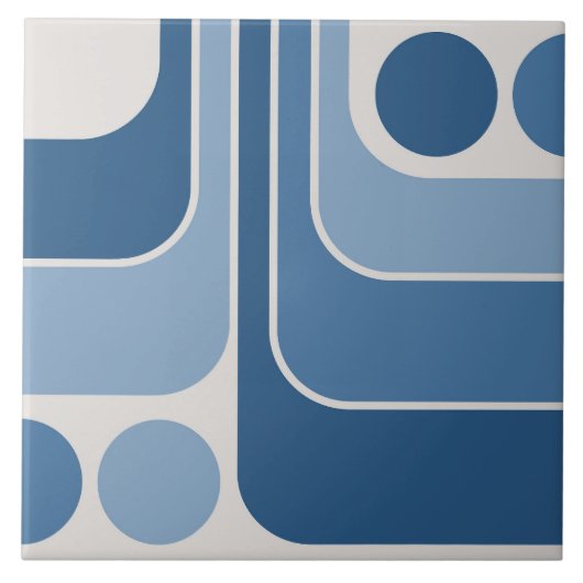 70s Retro  Stijl Geometrische Patroon Tegeltje (Voorkant)