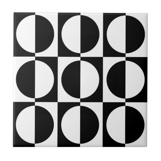 70s Retro  Stijl Geometrische Patroon Tegeltje (Voorkant)