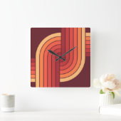 70s Retro Stijl Geometrische Patroon Vierkante Klok (Huis)