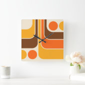 70s Retro Stijl Geometrische Patroon Vierkante Klok (Huis)