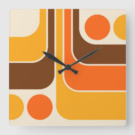 70s Retro  Stijl Geometrische Patroon Vierkante Klok
