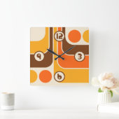 70s Retro  Stijl Geometrische Patroon Vierkante Klok (Huis)