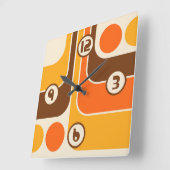 70s Retro  Stijl Geometrische Patroon Vierkante Klok (Hoek)