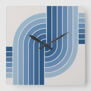 70s Retro  Stijl Geometrische Patroon Vierkante Klok