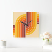 70s Retro  Stijl Geometrische Patroon Vierkante Klok (Huis)