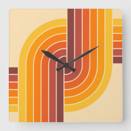 70s Retro  Stijl Geometrische Patroon Vierkante Klok