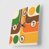 70s Retro Stijl Geometrische Patroon Vierkante Klok (Hoek)