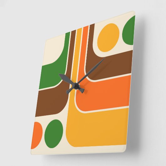 70s Retro  Stijl Geometrische Patroon Vierkante Klok (Hoek)