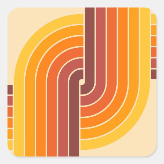 70s Retro  Stijl Geometrische Patroon Vierkante Sticker (Voorkant)
