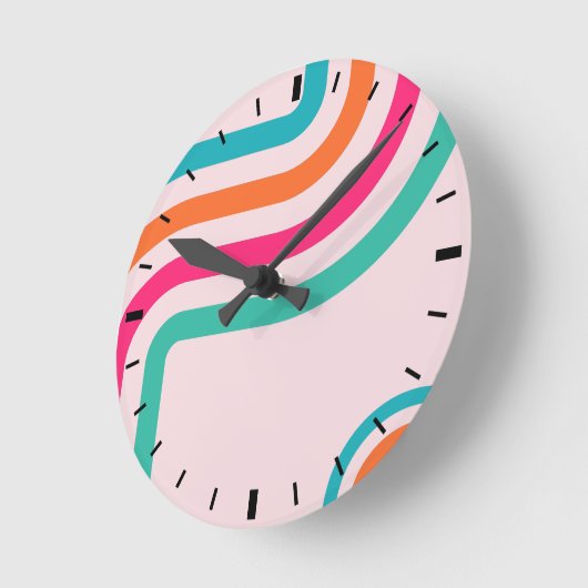 70s Retro Stripes Decor Ronde Klok (Hoek)