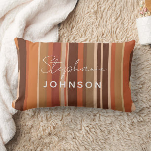 70s Retro Stripes Gepersonaliseerd Monogram Kussen