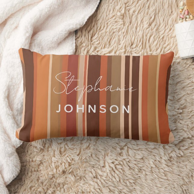 70s  Retro Stripes Gepersonaliseerd Monogram Kussen (Deken)