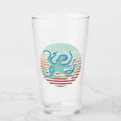 70s Retro Style Octopus Glas (Voorkant)