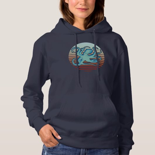 70s Retro Style Octopus Hoodie (Voorkant)