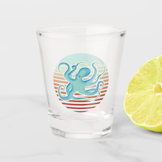 70s Retro Style Octopus Shot Glas (Voorkant)