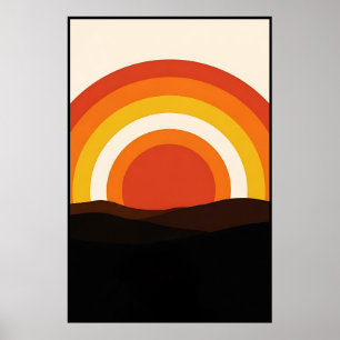 70s Retro Sunset Landschap Poster