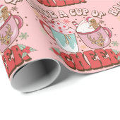 70's Retro Typografie Leuke Vakantie Cup of Cheer Cadeaupapier (Rol Hoek)