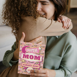 70's Retro Vegas Stijl Super Mam Altijd 24/7 Feestdagenkaart