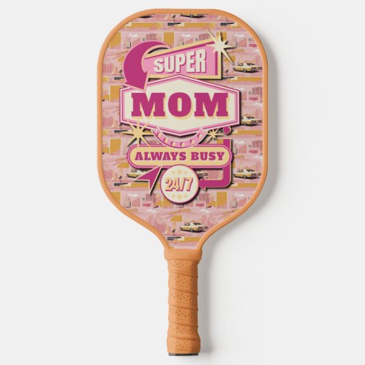 70's Retro Vegas Stijl Super Mam Altijd 24/7 Pickleball Paddle (Voorkant)