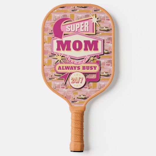 70's Retro Vegas Stijl Super Mam Altijd 24/7 Pickleball Paddle (Achterkant)