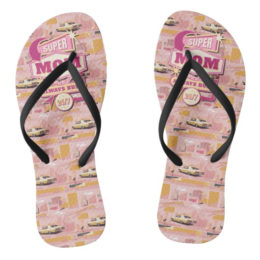 70's Retro Vegas Stijl Super Mam Altijd 24/7 Teenslippers (Voetbed)