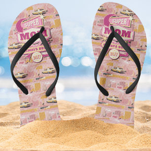 70's Retro Vegas Stijl Super Mam Altijd 24/7 Teenslippers