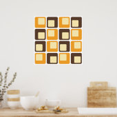 70s Retro Vierkante Vormen Patroon Poster (Keuken)