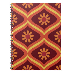 70s retro vintage Mid Century Modern Seamless Patt Notitieboek