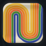 70s Retro Vintage Style Geometric Design Papieren Bordje<br><div class="desc">Colorful 1970s Style Retro Vintage Geometric Design.</div>