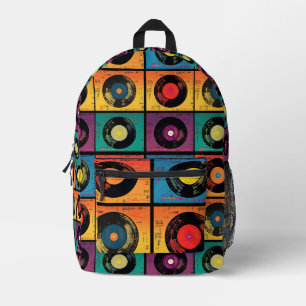 70s Retro vinyl Record Bedrukte Rugzak
