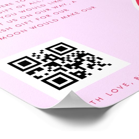 70s Retro Wave Pink and Red Honeymoon Fund Sign. Poster (Hoek)