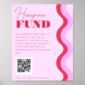 70s Retro Wave Pink and Red Honeymoon Fund Sign. Poster (Voorkant)