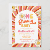 70's Retro Zonnebloem One Groovy Baby shower Kaart (Voorkant)