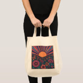 70s Retro Zonnebloem Veld Design Tote Bag (Voorkant (product))