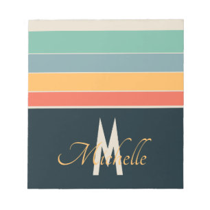 70s retrokleurrijke Stripe initiaal namen & monogr Notitieblok