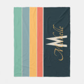 70s retrokleurrijke Stripe-namen en monogram-initi Fleece Deken (Voorkant)