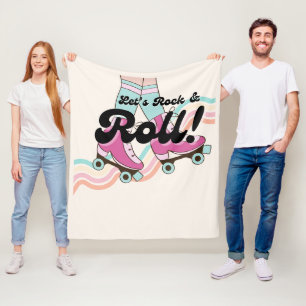 70s Rock and ROLL Roller Schaatsen Decor Retro Kam Fleece Deken