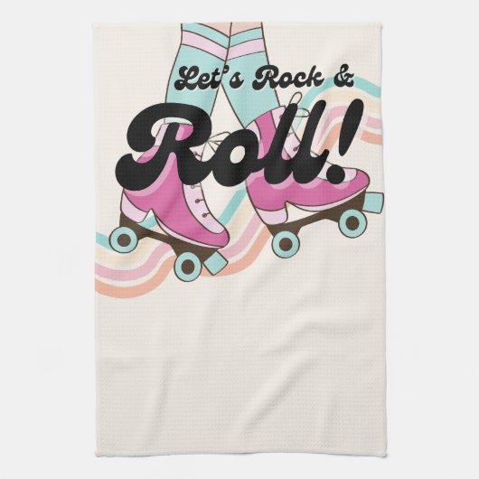 70s Rock and ROLL Roller Schaatsen Decor Retro Kam Theedoek (Verticaal)