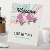 70s Rock and ROLL Roller Schaatsfeest Welkom Reclamebord Met Voetstuk (Insitu)