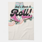 70s Rock en Roll Schaatsen Decor Retro Room Theedoek (Verticaal)
