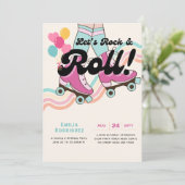 70s Rock en Roll Schaatsen Party Retro Meisjes Kaart (Staand voorkant)