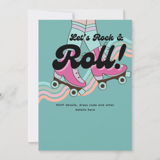 70s Rock en Roll Schaatsen Party Retro Meisjes Kaart (Achterkant)