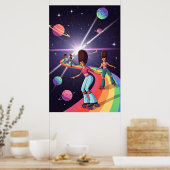 70s Rolschaatsers Kosmische Regenboog Poster (Keuken)