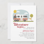  70s RV Motorhome Neutraal Baby shower Uitnodigen Kaart (Voorkant)